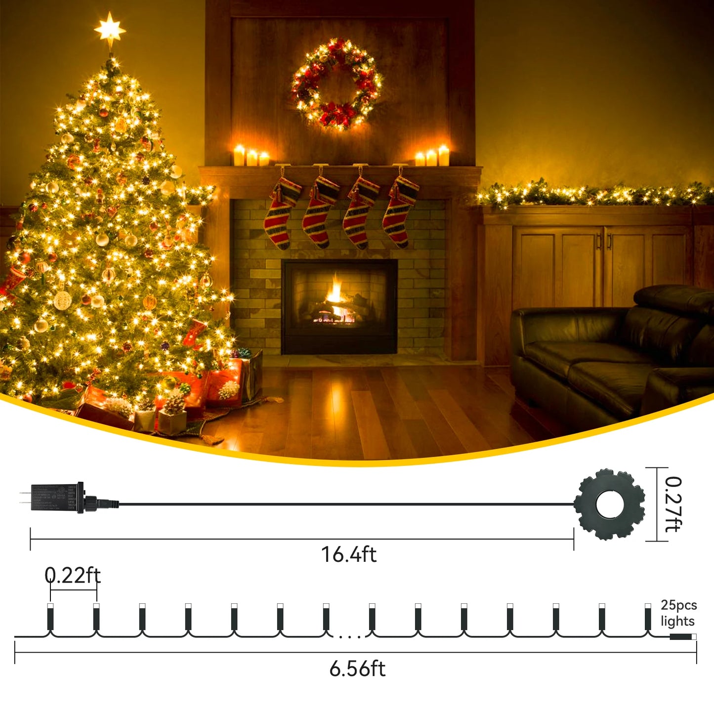 LED Kerstlichtjes Snoer met 8 Verlichtingsmodi β Sfeerverlichting voor Kerst en Feestdagen β Binnen- en Buitendecoratie β 400 LED's