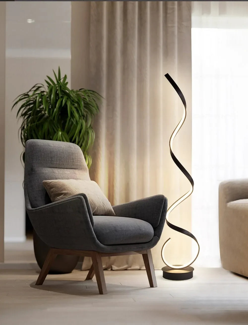 LED Vloerlamp of Tafellamp - Moderne Spiraalvorm met Afstandsbediening