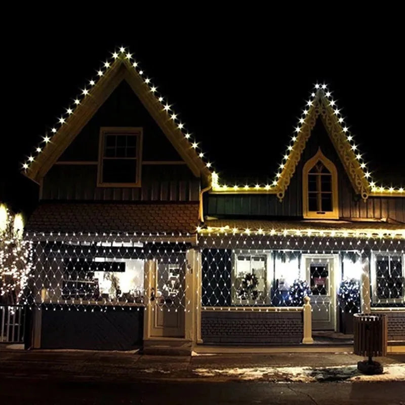 Slinger LED Netverlichting voor Kerstmis, Feest, Tuin, Bruiloft, Buiten- en Huisdecoratie, Gordijnverlichting 1,5MX1,5M 2x3M
