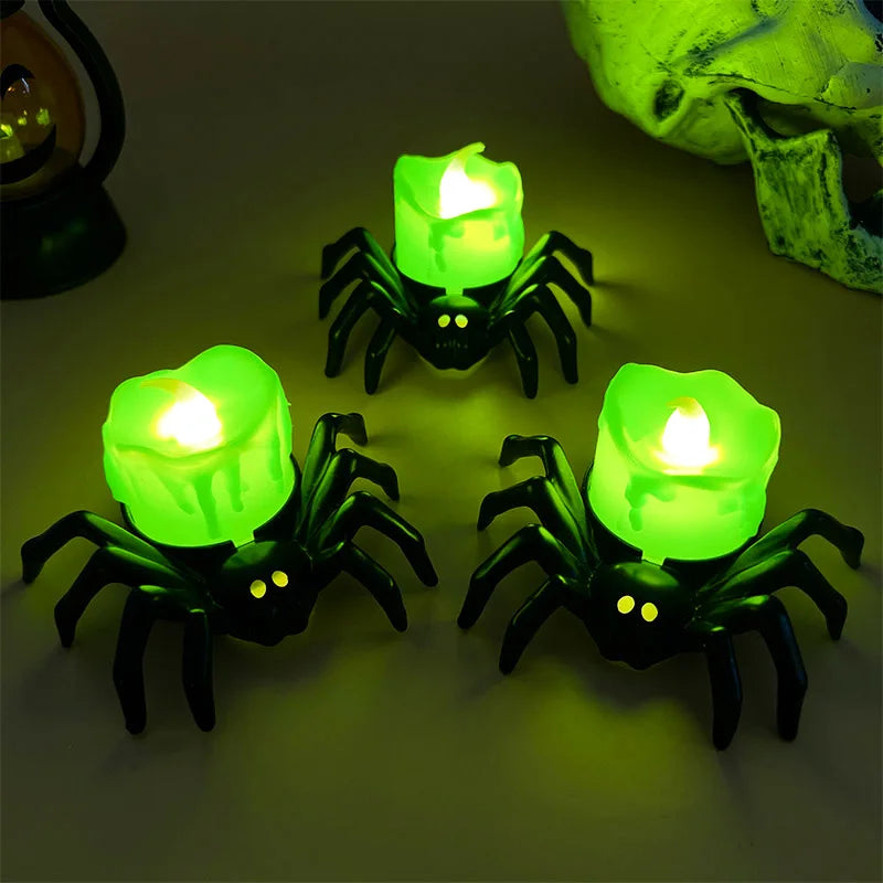 Halloween Decoratie LED Kaarslicht - Variaties: Spin met Oog, Skelet en Kaars