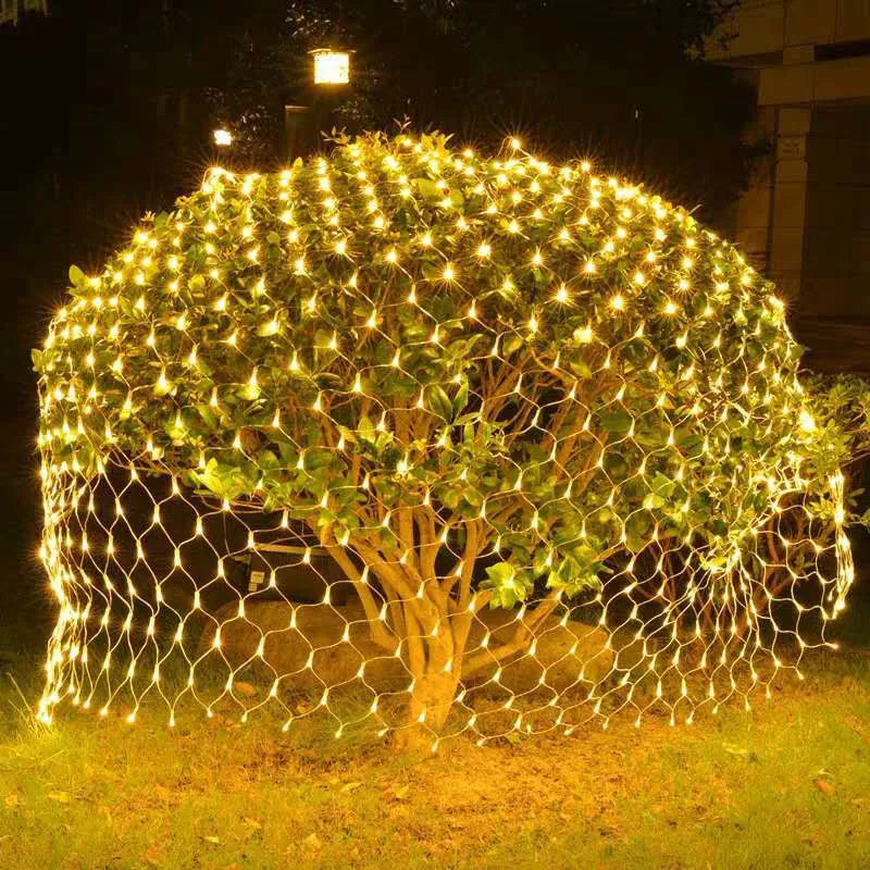 Slinger LED Netverlichting voor Kerstmis, Feest, Tuin, Bruiloft, Buiten- en Huisdecoratie, Gordijnverlichting 1,5MX1,5M 2x3M
