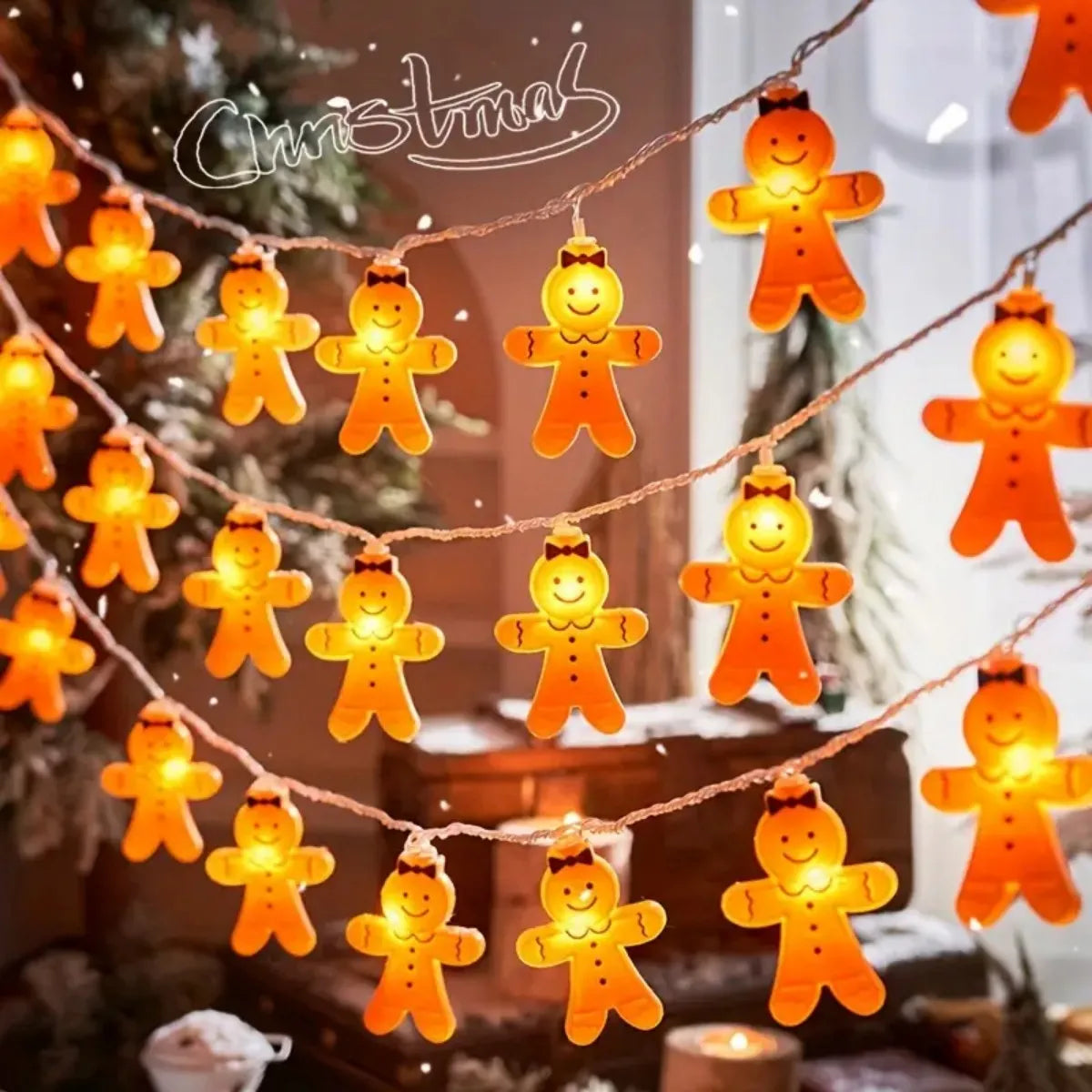 Peperkoek Kerstverlichting - Op Batterijen Werkende Schattige Peperkoek Mannen en Vrouwen Slinger Lamp