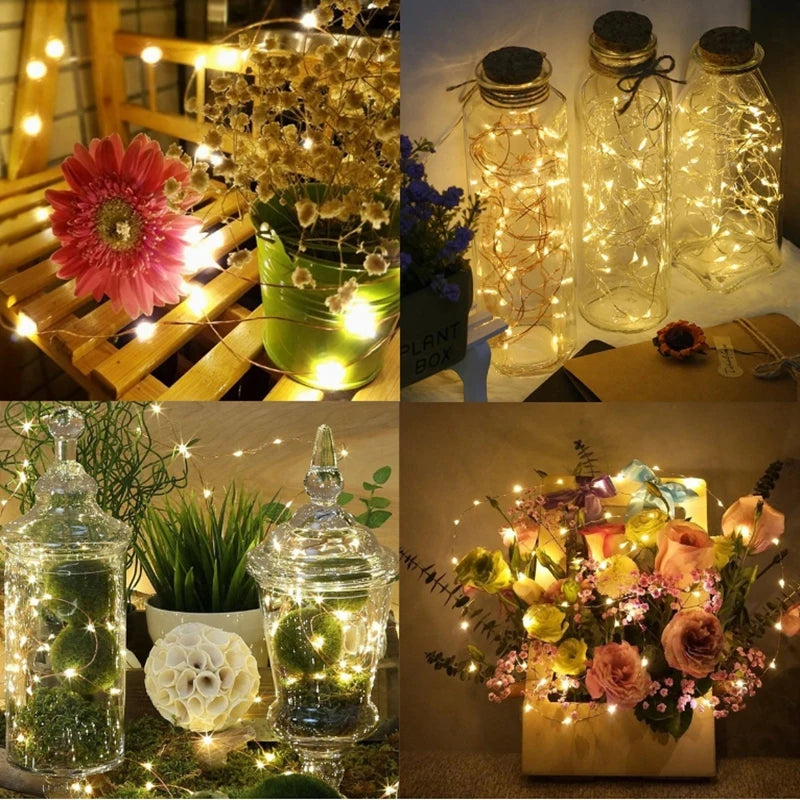 2M 3M 5M 10M 100 LED Slinger Koperdraad 3XAA Batterij Aangedreven Kerst Bruiloft Feest Decoratie LED Slinger Fairy Lights