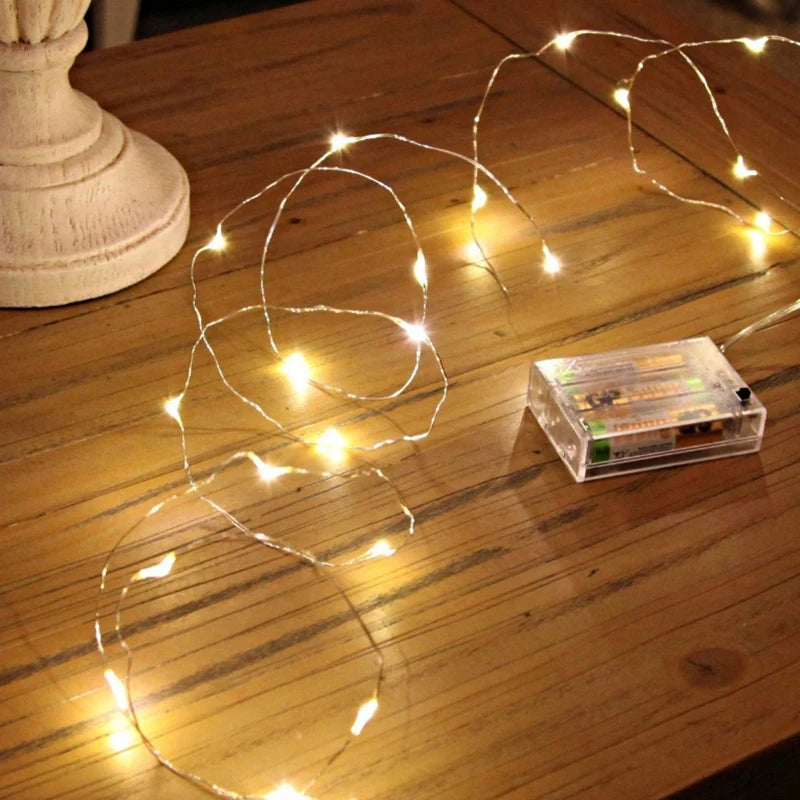 2M 3M 5M 10M 100 LED Slinger Koperdraad 3XAA Batterij Aangedreven Kerst Bruiloft Feest Decoratie LED Slinger Fairy Lights