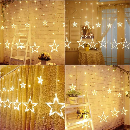 4,5M Ster Gordijn LED Slinger Licht 138 LED's Kerstverlichting Decoratie voor Huis Slaapkamer Raam Verjaardagsfeest Vakantie Verlichting