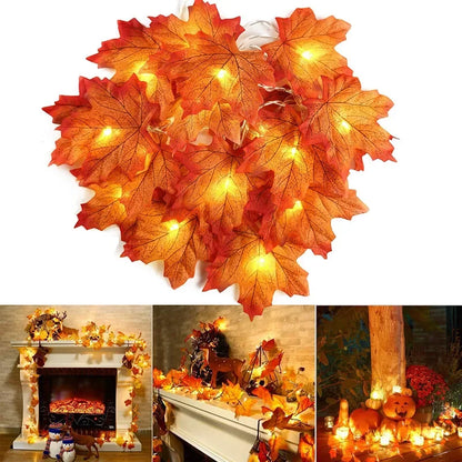 2/3/6M Kerstdecoratie Kunstmatige Esdoornblad LED Licht Slinger Lantaarn Slinger Huis Feest DIY Decoratie Halloween Nieuwjaar