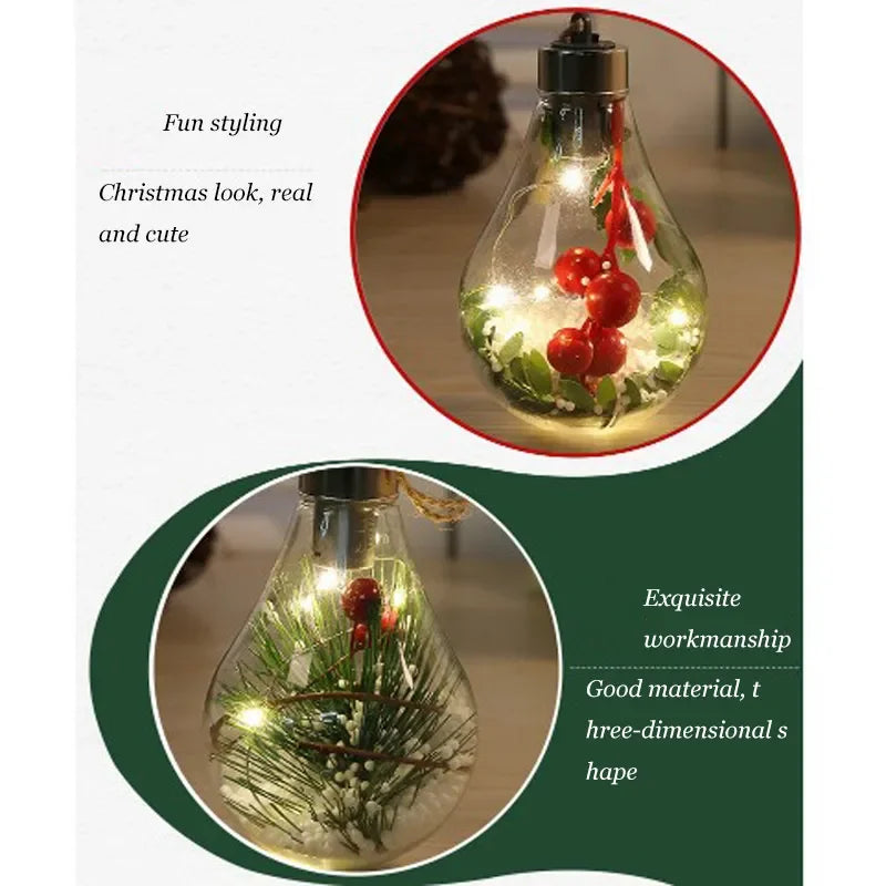 Kerst LED-lamp Decoratieve Hanglamp Kerstversiering voor Thuis Feest Bruiloft Nieuwjaarsdecoratie Transparante Nachtlamp