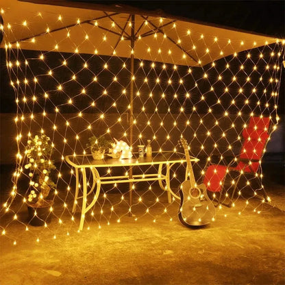 Slinger LED Netverlichting voor Kerstmis, Feest, Tuin, Bruiloft, Buiten- en Huisdecoratie, Gordijnverlichting 1,5MX1,5M 2x3M