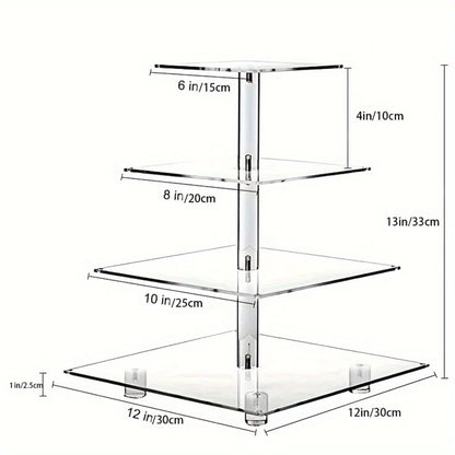 4-laagse acryl cupcake standaard met LED-verlichting - serveerdisplay voor Kerst, verjaardag, bruiloft, babyshower