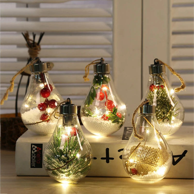 Kerst LED-lamp Decoratieve Hanglamp Kerstversiering voor Thuis Feest Bruiloft Nieuwjaarsdecoratie Transparante Nachtlamp